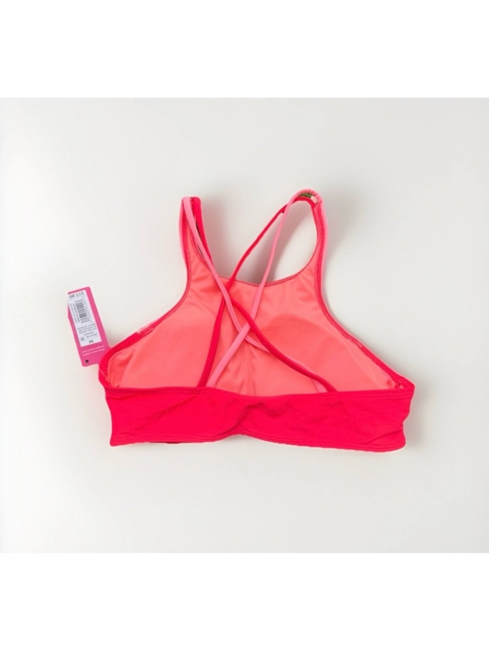 Xhileration Womens M Two-Tone Pink & Coral Swim Top NWT Racerback - Picture 3 of 6